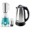 Sameer Star 550W Copper Winding Tower Shape Mixer Grinder with 2 Jars & 1.5L 1000W Metal Grey Stainless Steel Electric Kettle Combo image 1