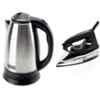 Sameer 1.5L 1000W Metal Grey Stainless Steel Electric Kettle & Razor 750W Black Dry Iron Combo image 1