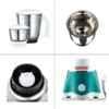 Sameer Star 550W ABS White & Cyan Copper Winding Tower Shape Mixer Grinder with 3 Jars image 2