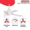 Sameer Gati 40W 4 Blade White Ceiling Fan, Sweep: 600 mm image 2